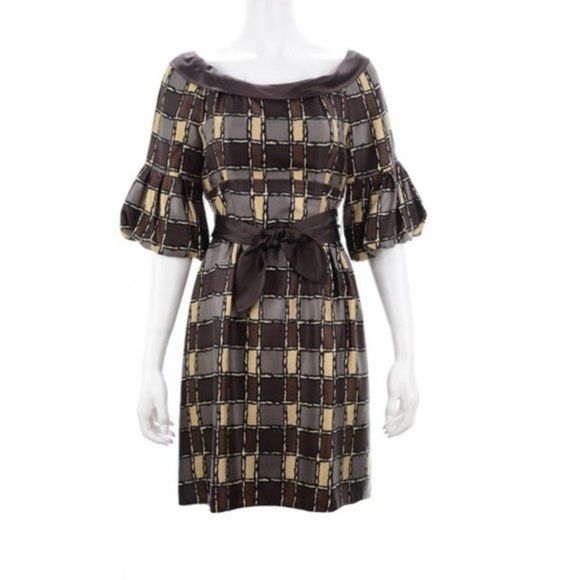 NANETTE LEPORE BROWN SILK DRESS SIZE 8 - Picture 1 of 6